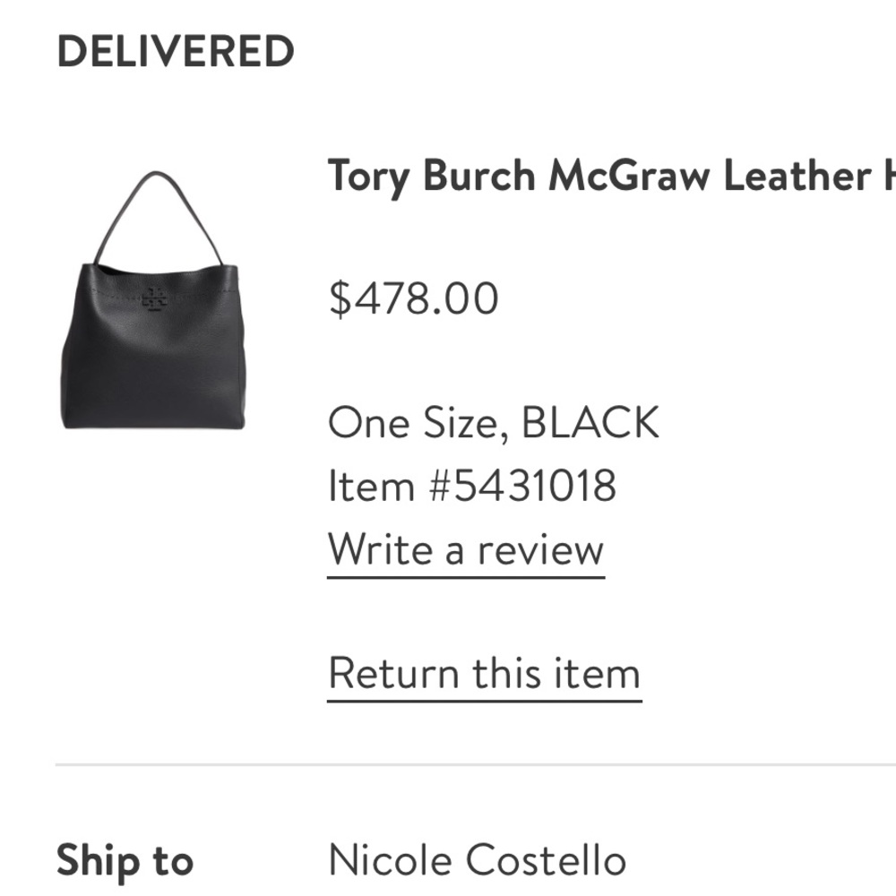 Tory Burch Black Leather Hobo